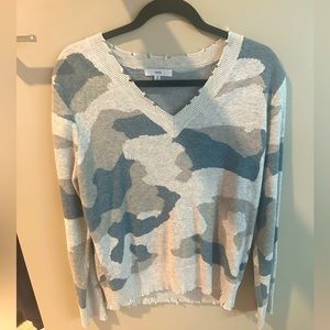 FATE distressed camo v neck sweater